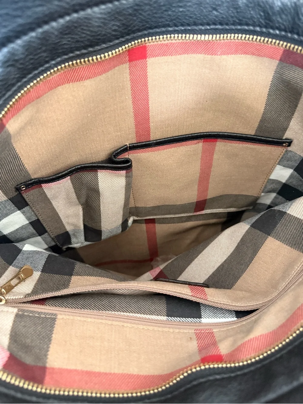 Black Canvas Burberry Tote Bag with Leather Accents